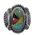 Southwestern Sterling Silver Multicolor Inlay Ring Size 6-1/4 EX56230